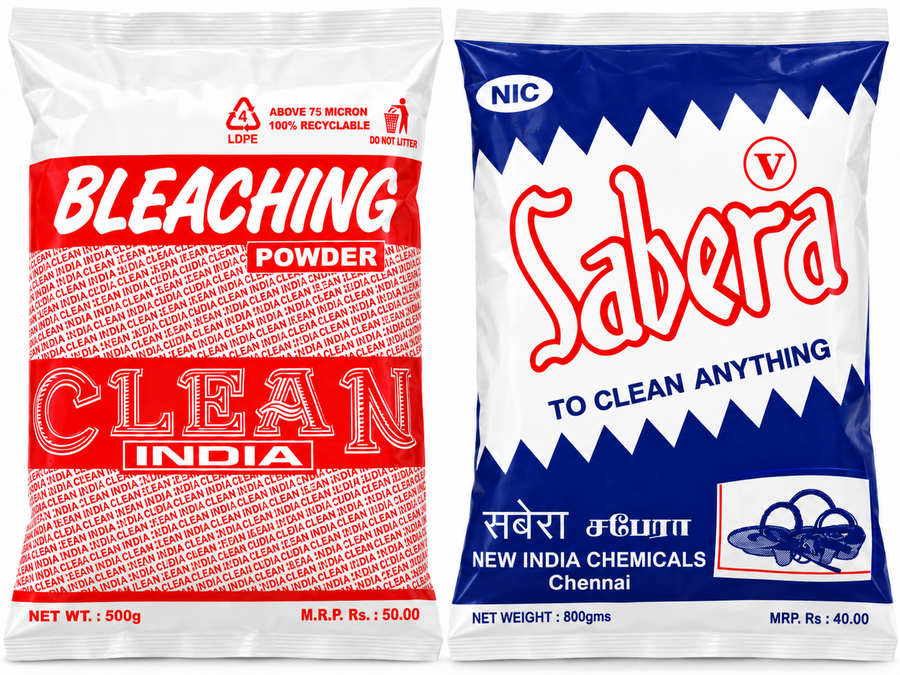Clean India Bleaching Powder 500g + Sabera Cleaning Powder 800g Combo